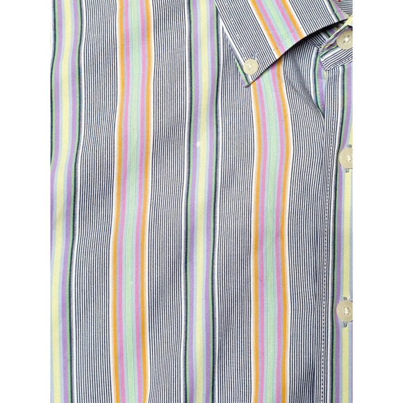 Alan Flusser Striped‎ Button Down Shirt Long Sleeve Cotton Colorful Mens L - Picture 8 of 8